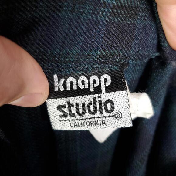 Vintage Dress Womens 2 Knapp Studio Jumper Midi Tartan Plaid Crossed Back - Picture 5 of 10